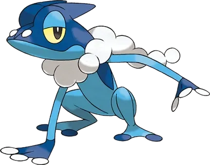 Frogadier artwork, shown at its canon height of 60 cm