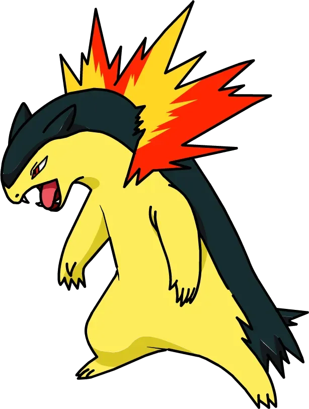 Typhlosion artwork, shown at its canon height of 1.7 m