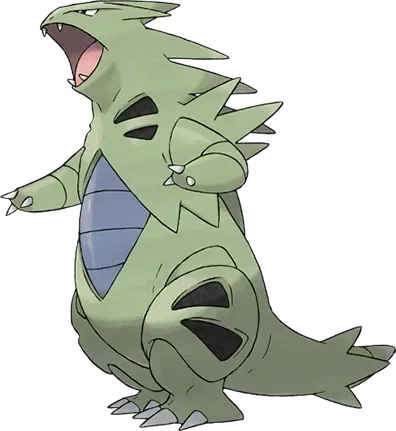 Tyranitar artwork, shown at its canon height of 2 m